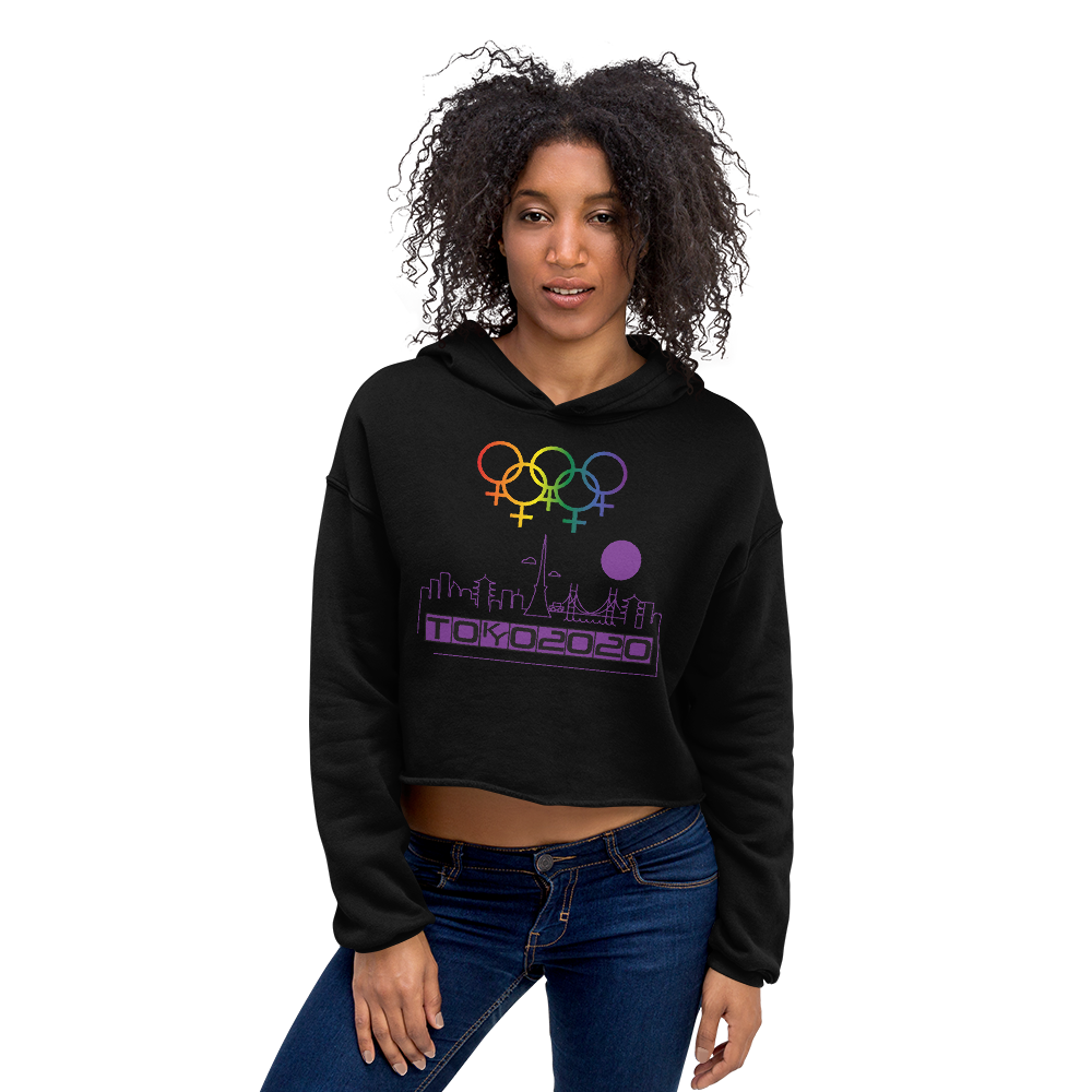 Tribe of the Union Rings Female Gender Identity Purple Skyline Big 'O' Games Crop Hoodie